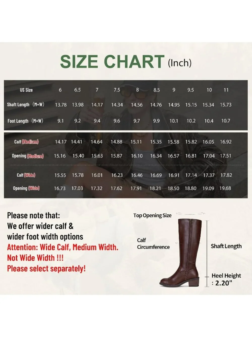 Women's Whiskey Low Block Heel Square Toe Side Zipper Imported Knee High Boots